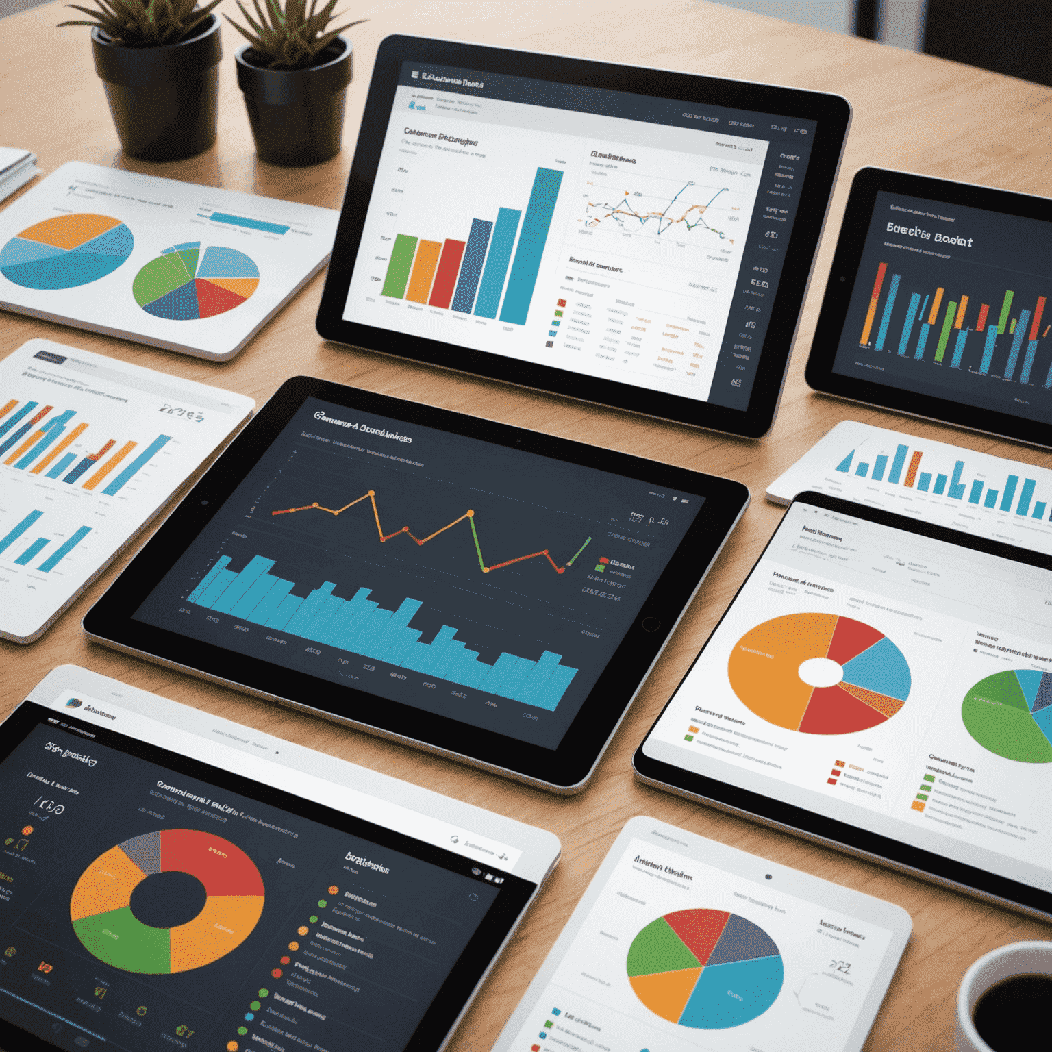 Dashboard showing various data analytics visualizations and insights related to business performance metrics